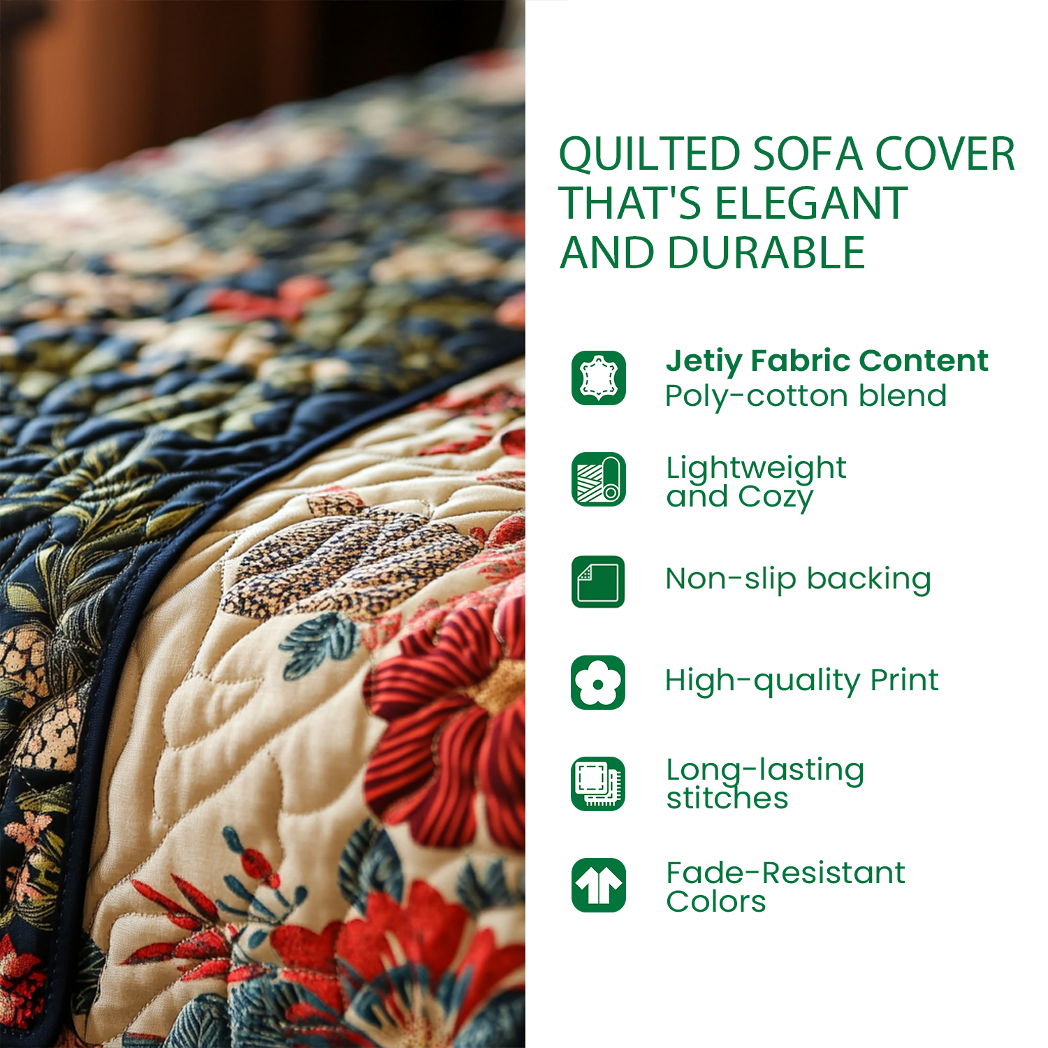 Indigo Paw Patchwork Quilted Sofa Cover NCU0TV1949